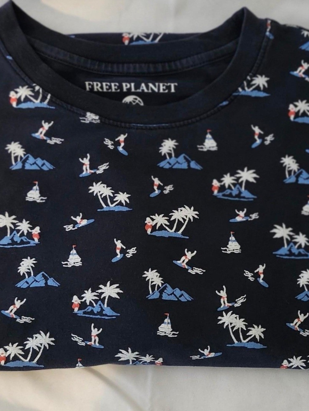 Free Planet Navy Tropical Surf Print Tee